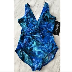 Miraclesuit Nwt Blue Slimming 6559967 Esmerelda Underwire One Piece Swimsuit